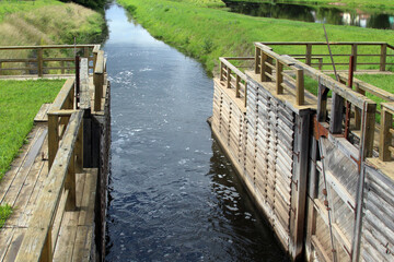 wooden bridge over a river