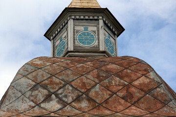 old tower with painted window