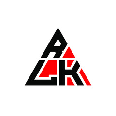 RLK triangle letter logo design with triangle shape. RLK triangle logo design monogram. RLK triangle vector logo template with red color. RLK triangular  logo Simple, Elegant, and Luxurious Logo. RLK