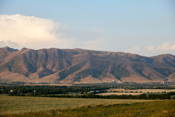 Nature of the Kazakhstan Republic, steppes and hills, mountains and sky