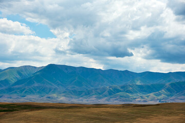 Nature of the Kazakhstan Republic, steppes and hills, mountains and sky