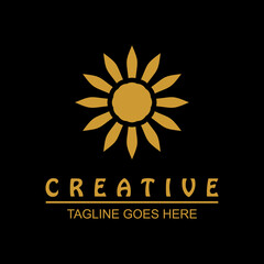 Vector design elements for your company logo, sunflower silhouette tribal logo or tribal, modern, simple and minimalist logotype, business company template