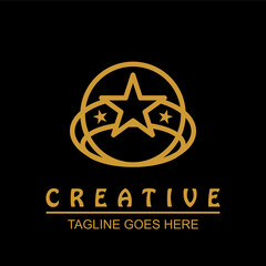 Vector design elements for your company logo, three round logo and three stars together, modern, simple and minimalist logotype, business company template