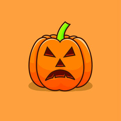 Pumpkin halloween vector illustration with orange background. pumpkins design element for poster, banner, web icon, symbol, mascot