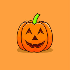 Pumpkin halloween vector illustration with orange background. pumpkins design element for poster, banner, web icon, symbol, mascot