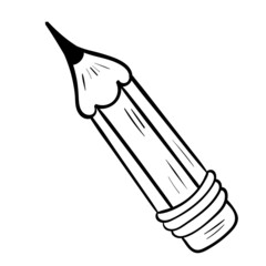 Sharpened Pencil Stationery Vector Doodle Illustration School,
