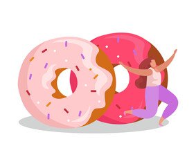 Donut Woman Flat Composition