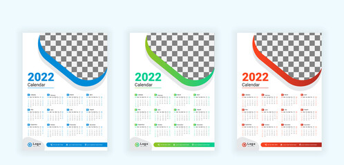 Modern business wall calendar design template 2022
