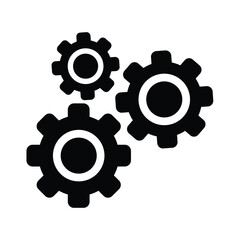 Black gear wheel icons on white background