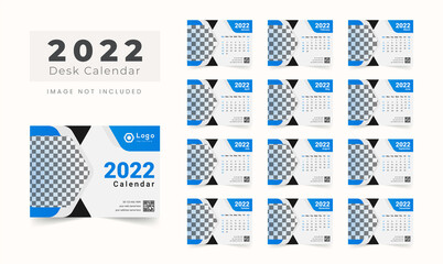 Modern business desk calendar design template 2022