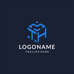 TH logo hexagon designs, best monogram initial logo with hexagonal shape design ideas © miftachu