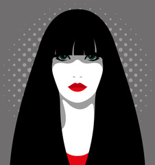 woman with long fringe