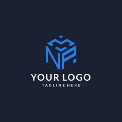 NP logo hexagon designs, best monogram initial logo with hexagonal shape design ideas © miftachu