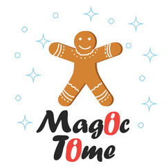 red striped Christmas and New Year's minimal simple postcard with gingerbread man and space for your text.