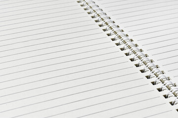 Empty notebook page for recording work empty. Notebook with lined pages detailed lined. Paper...
