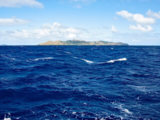 Mangereva, Gambier Islands, French Polynesia - view from the ocean.