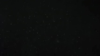 Drifting real dust isolated on a black background. Filmed spore particles with selective focus floating in the air. Cinematic overlay as organic concept template for a macro virus, pollen, vapor
