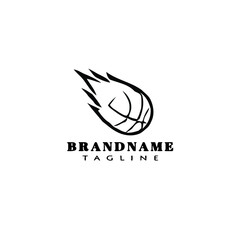 basketball on fire cartoon logo icon design template black isolated vector