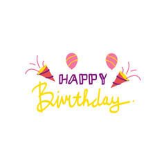 Colorful happy birthday lettering hand drawn design template