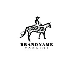 cowboy and horse logo icon cartoon design template vector illustration