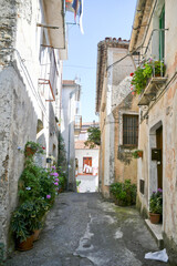 Fototapeta na wymiar A street in the historic center of Rivello, a medieval town in the Basilicata region, Italy. 