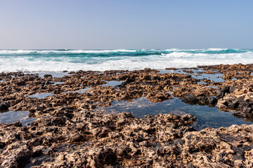 Waves on the rocky beach