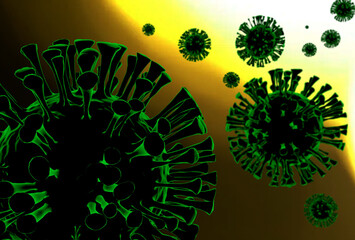 3D corona virus flu medical illustration in microscopic view