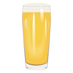 Willi Becher beer glass with light beer for banners, flyers, posters, cards. Lager with foam. Beer day. Alcoholic drinks. October fest. Vector illustration isolated on white background