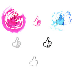 Like. Vector illustration. Watercolor. Sign. set of hand drawn icons