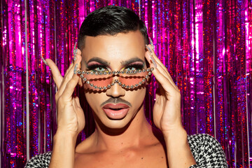 portrait of drag queen diva in glitter night