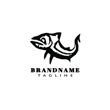 barracuda fish cartoon logo icon design template black vector cute