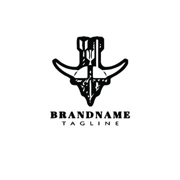 barbarian helmet cartoon logo icon design template black vector