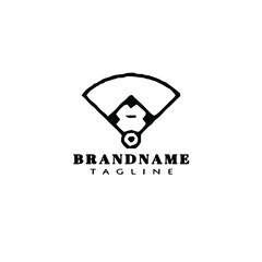 baseball field logo cartoon icon design isolated black vector illustration