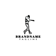 baseball player logo cartoon icon design template isolated black vector