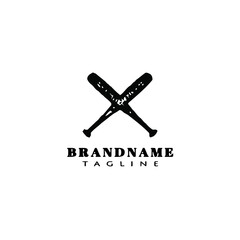 baseball stick logo cartoon icon design template isolated black vector