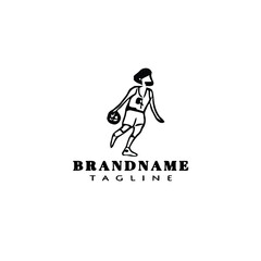 basketball player logo cartoon icon template isolated black vector illustration