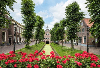 Naklejka premium The town hall of the fortified town of Nieuwpoort., Zuid-Holland province, The Netherlands