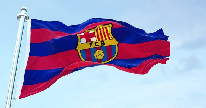 Barcelona Fc Flag Waving 4k 