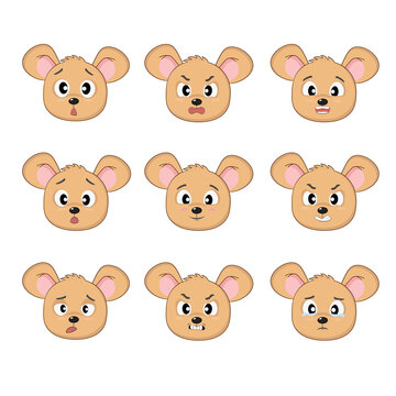 Set of cute mouse expressions