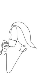 Barista, woman with coffee line art