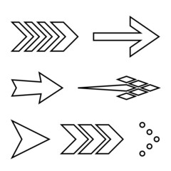 Icon Set of Flat Arrows. Isolated Arrow Icon Collection for Back and Next User Interface Icons. Shape Concept for Previous or Forward Minimal Web Buttons