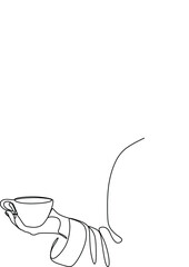 Barista, woman with coffee line art