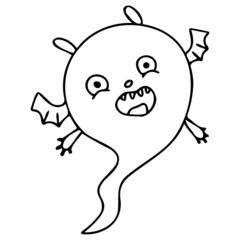 Monster doodle coloring book page