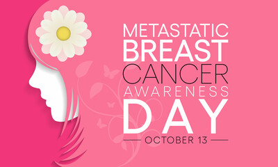 Metastatic Breast Cancer awareness day is observed every year on October 13, also referred to as advanced breast cancer that has spread beyond the part of the body where it started, Vector art