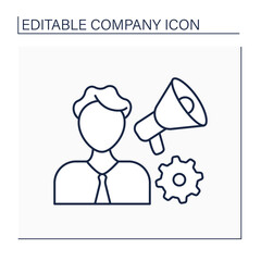 Manager line icon. Person responsible for controlling, administering an organization or group of staff. Task distribution. Company concept. Isolated vector illustration. Editable stroke