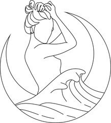 Mystical woman with crystals line