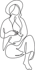 One line drawing of Happy pregnant woman, silhouette picture of mother. Vector illustration simplicity design.

