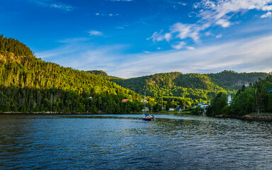 Beautiful morning in Sainte Rose du Nord, a quaint small village on the banks of the Saguenay Fjord in Quebec (Canada)