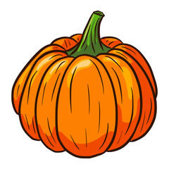 Ripe Gourd Illustration. Winter Squash Icon. Hand drawn pumpkin sketch. Element for autumn decorative design, halloween invitation, harvest, sticker, print, logo, menu, recipe