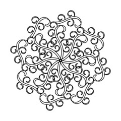 Coloring book page, Mandala. Vintage decorative elements. Hand drawn Weaves and curls.